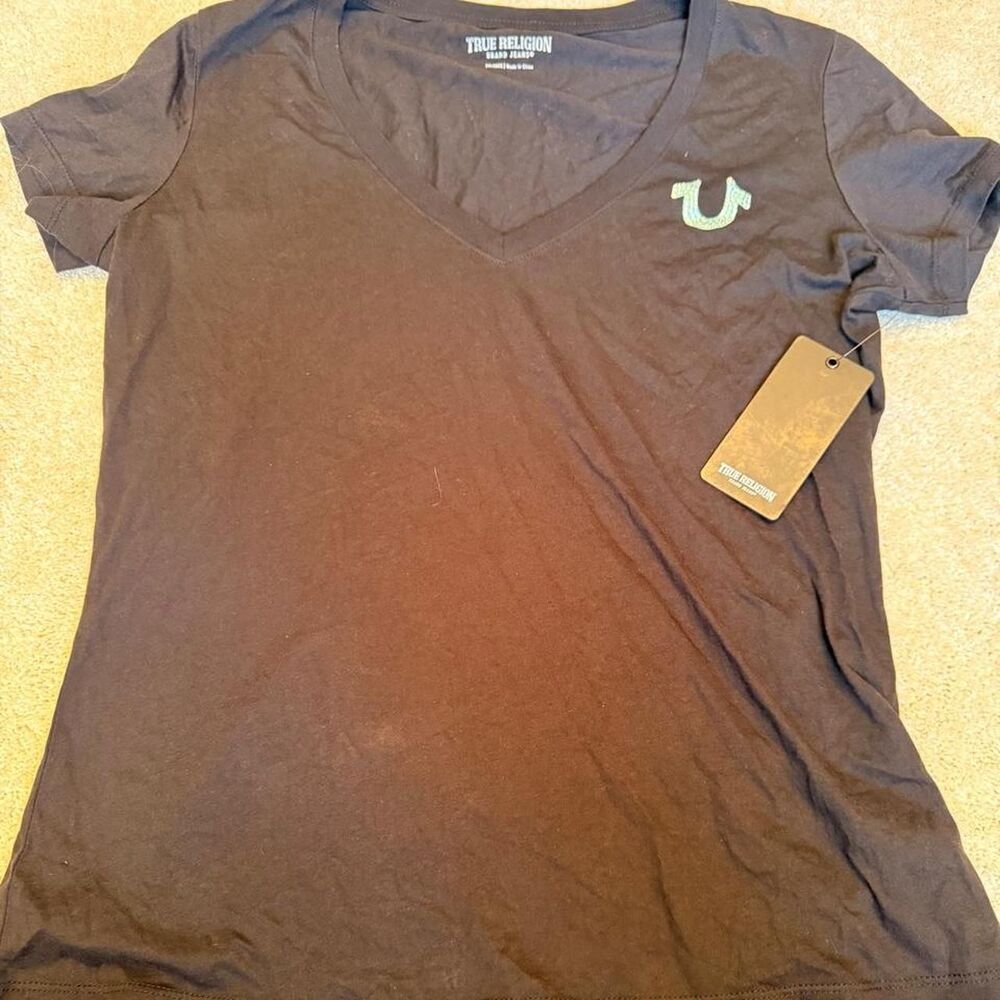 True-religion Women's Brown and Black T-shirt